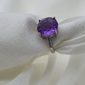 Natural Amethyst Ring, Sterling Silver