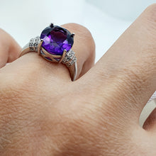 Load image into Gallery viewer, Natural Amethyst Gemstone Ring, Sterling Silver
