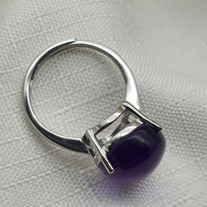 Natural Amethyst Gemstone Ring, Sterling Silver