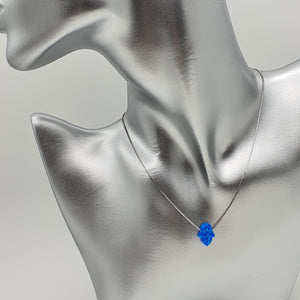 Created Fire Opal Hamsa Hand Pendant & Chain, Sterling Silver