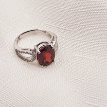Load image into Gallery viewer, Oval Garnet Ring, Sterling Silver

