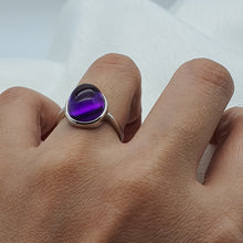 Load image into Gallery viewer, Natural Oval Amethyst Gemstone Ring, Sterling Silver
