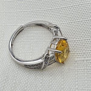 Natural Oval Citrine Gemstone Ring, Sterling Silver