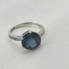 Load image into Gallery viewer, Natural Round Sapphire Gemstone Ring, Sterling Silver
