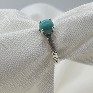 Natural Turquoise Gemstone Ring, Sterling Silver