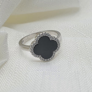 Natural Gemstone Clover Ring, Sterling Silver