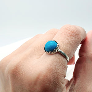 Natural Turquoise Gemstone Ring, Sterling Silver