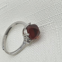 Load image into Gallery viewer, Natural Square Garnet Gemstone Ring, Sterling Silver

