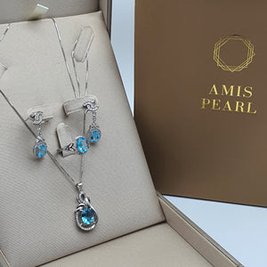 Sky Blue Topaz Jewellery Set, Sterling Silver