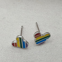 Load image into Gallery viewer, Minnie Mouse Rainbow Enamel Stud Earrings, Sterling Silver
