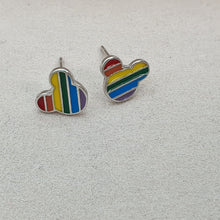 Load image into Gallery viewer, Minnie Mouse Rainbow Enamel Stud Earrings, Sterling Silver
