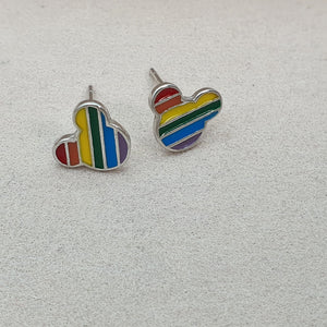 Minnie Mouse Rainbow Enamel Stud Earrings, Sterling Silver