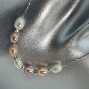 Multicoloured Freshwater Pearl Necklace, Sterling Silver