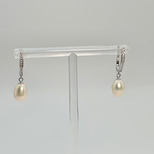 Freshwater Drop Pearl Earrings, Sterling Silver