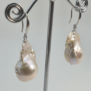 XL Baroque Freshwater Pearl Earrings, Sterling Silver
