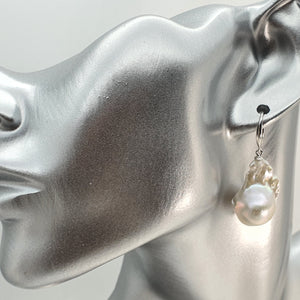 XL Baroque Freshwater Pearl Earrings, Sterling Silver