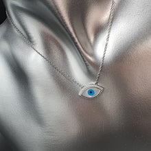 Load image into Gallery viewer, Mother of pearl Evil Eye Necklace, Sterling Silver
