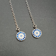 Load image into Gallery viewer, Evil eye Icon Chain Earrings, Sterling Silver

