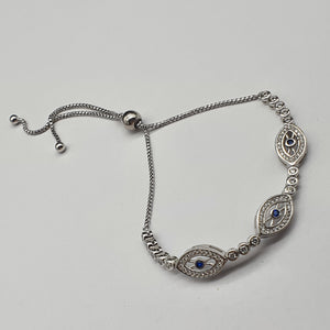 Triple Evil Eye Bracelet, Sterling Silver