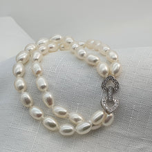 Load image into Gallery viewer, Freshwater Double Strand Pearl Bracelet, Sterling Silver
