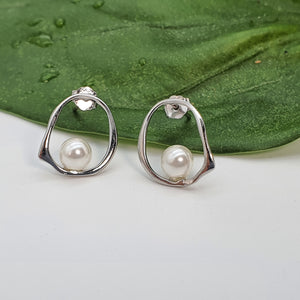 Mini Beads Pearl Stud Earrings, Sterling Silver