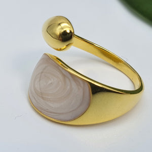 Mother of Pearl Golden Ring, Sterling Silver