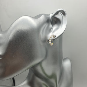 Bead Pearl Hoop Earrings, Sterling Silver
