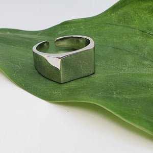 Rectangular Signet Open Ring, Sterling Silver