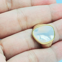 Load image into Gallery viewer, Chunky Mother Of Pearl Golden Ring, Sterling Silver

