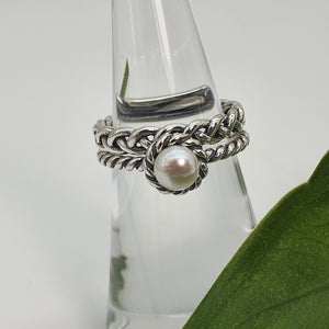 Freshwater Cultured Pearl Ring Stack, Sterling Silver