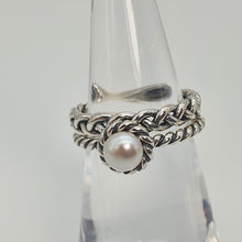 Load image into Gallery viewer, Freshwater Cultured Pearl Ring Stack, Sterling Silver
