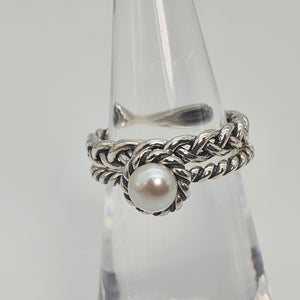 Freshwater Cultured Pearl Ring Stack, Sterling Silver