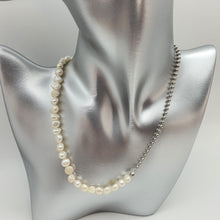 Load image into Gallery viewer, Half Pearl and Ball Chain Necklace, Sterling Silver
