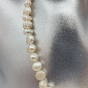 Half Pearl and Ball Chain Necklace, Sterling Silver