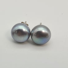 Load image into Gallery viewer, Large Freshwater Multi-colour Pearl (10mm) Stud Earrings, Sterling Silver
