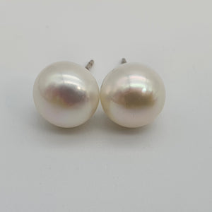 Large Freshwater Multi-colour Pearl (10mm) Stud Earrings, Sterling Silver