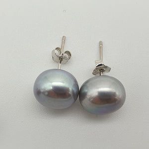 Large Freshwater Multi-colour Pearl (10mm) Stud Earrings, Sterling Silver