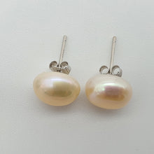 Load image into Gallery viewer, Large Freshwater Multi-colour Pearl (10mm) Stud Earrings, Sterling Silver
