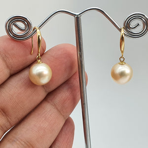 Large Golden South Sea Pearl Earring, Yellow Gold
