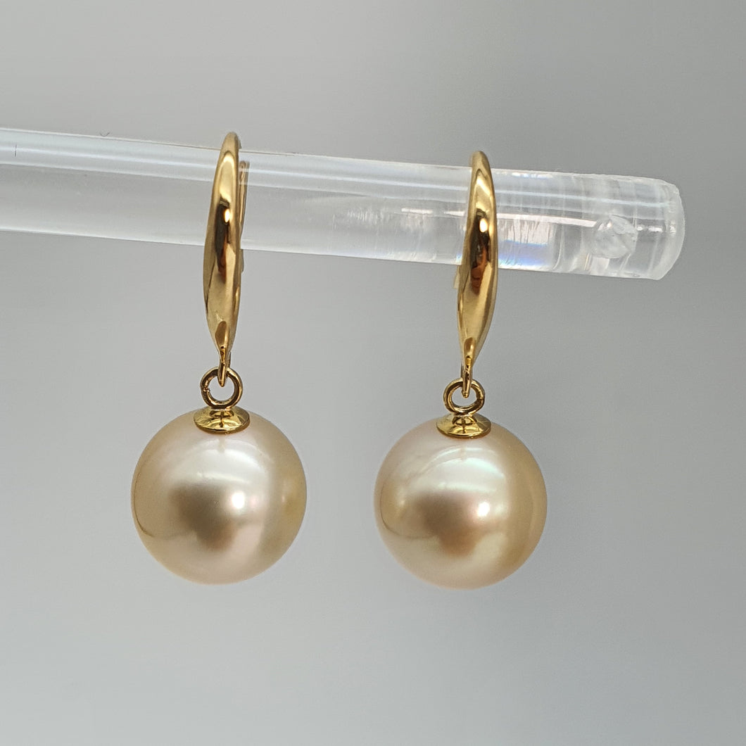 Large Golden South Sea Pearl Earring, Yellow Gold