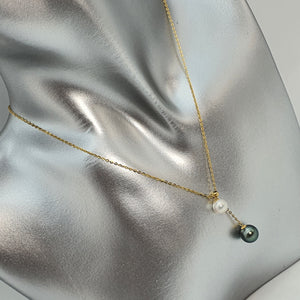 Tahitian and Akoya Pearl Necklace, 18K Yellow Gold