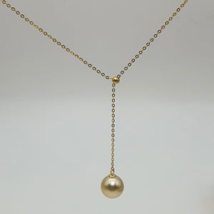 South Sea Cultured Pearl slider Necklace, 18k Yellow Gold