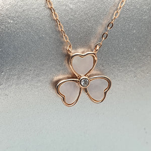 Mother of Pearl 3 Leaf Clover Necklace, Sterling Silver