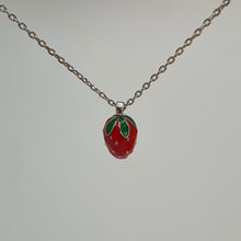 Load image into Gallery viewer, Red 3D Strawberry Necklace, Sterling Silver
