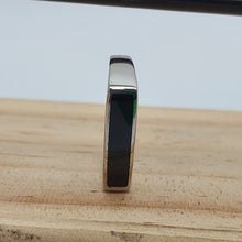 Load image into Gallery viewer, Black Rectangle Onyx Open Ring, Sterling Silver
