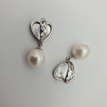 Load image into Gallery viewer, Heart_shape Mother of Pearl &amp; Freshwater Pearl Earrings

