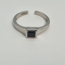 Load image into Gallery viewer, Black Square Onyx Open Ring, Sterling Silver
