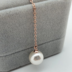Bead Pearl Necklace, Sterling Silver