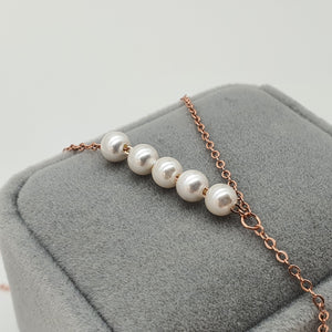 Bead Pearl Necklace, Sterling Silver