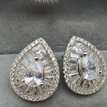 Load image into Gallery viewer, Tear-drop Cubic-zirconia Earrings, Sterling Silver
